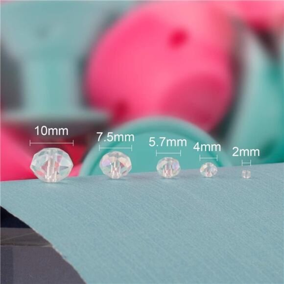 900+ Pieces Crystal Beads Kit, Rondelle Faceted Glass Beads AB Crystal - Picture 2 of 7